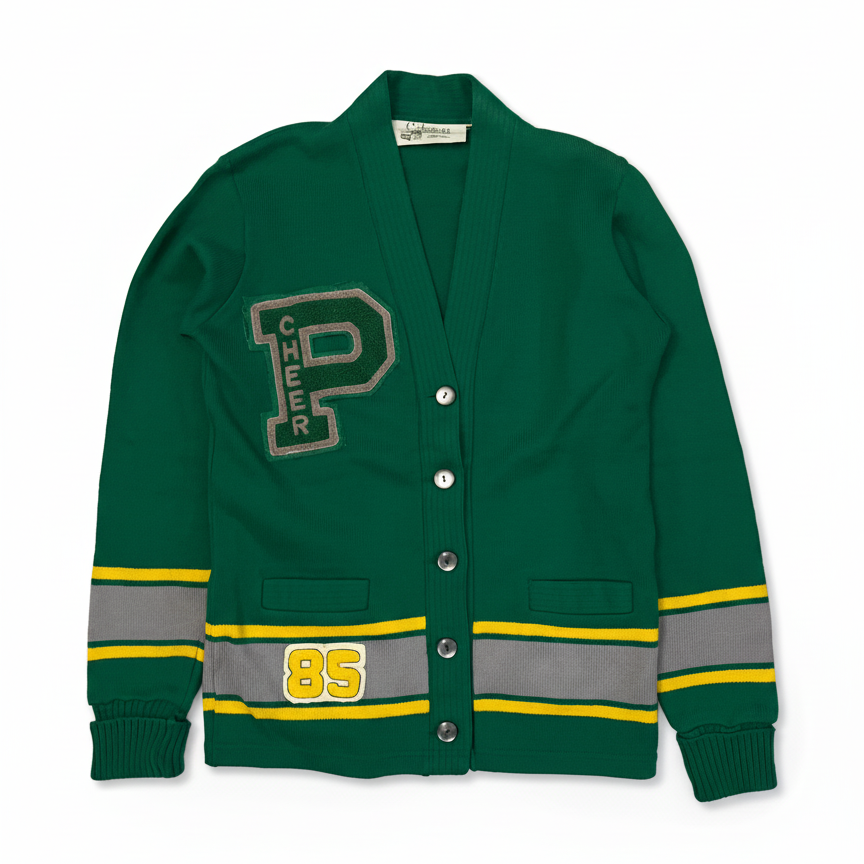 Green Letterman Cardigan - 1980s