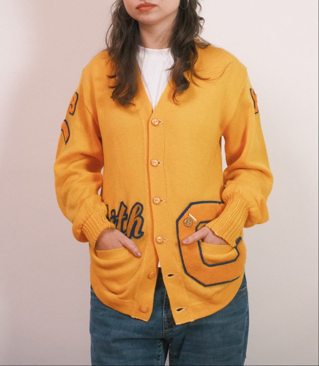 Yellow Letterman Cardigan - 1960s