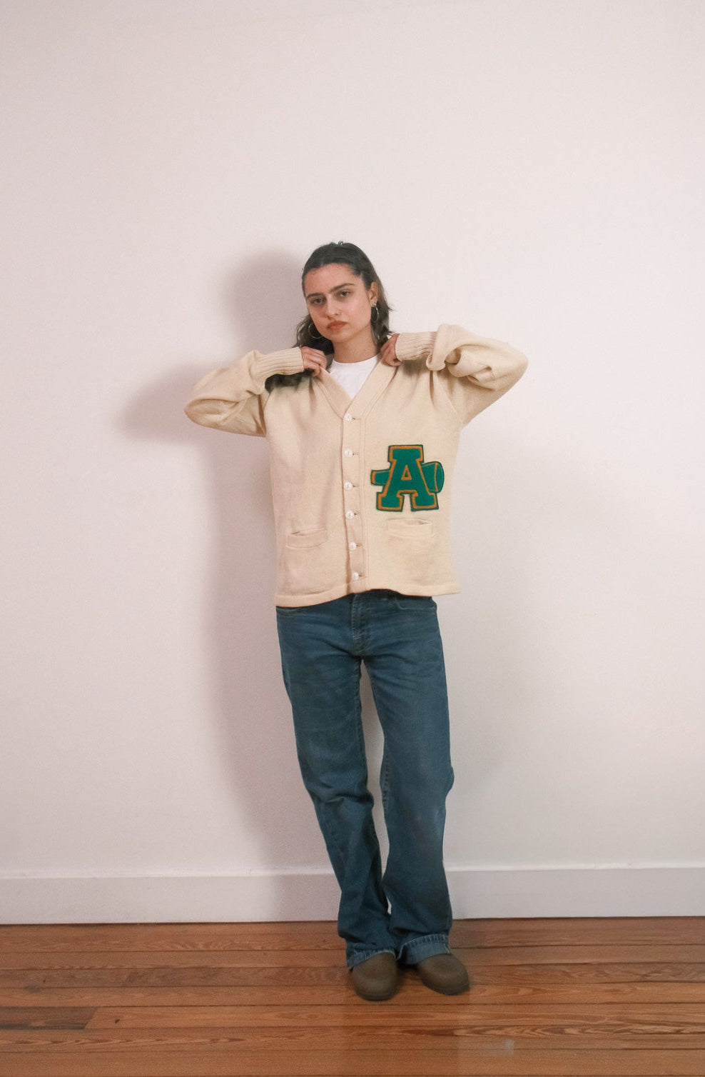 Cream Letterman Cardigan - 1970s