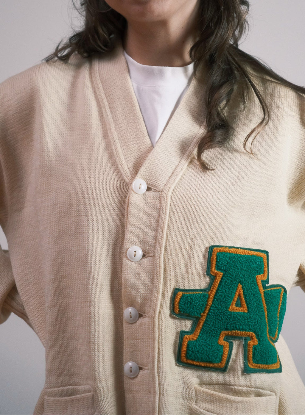 Cream Letterman Cardigan - 1970s