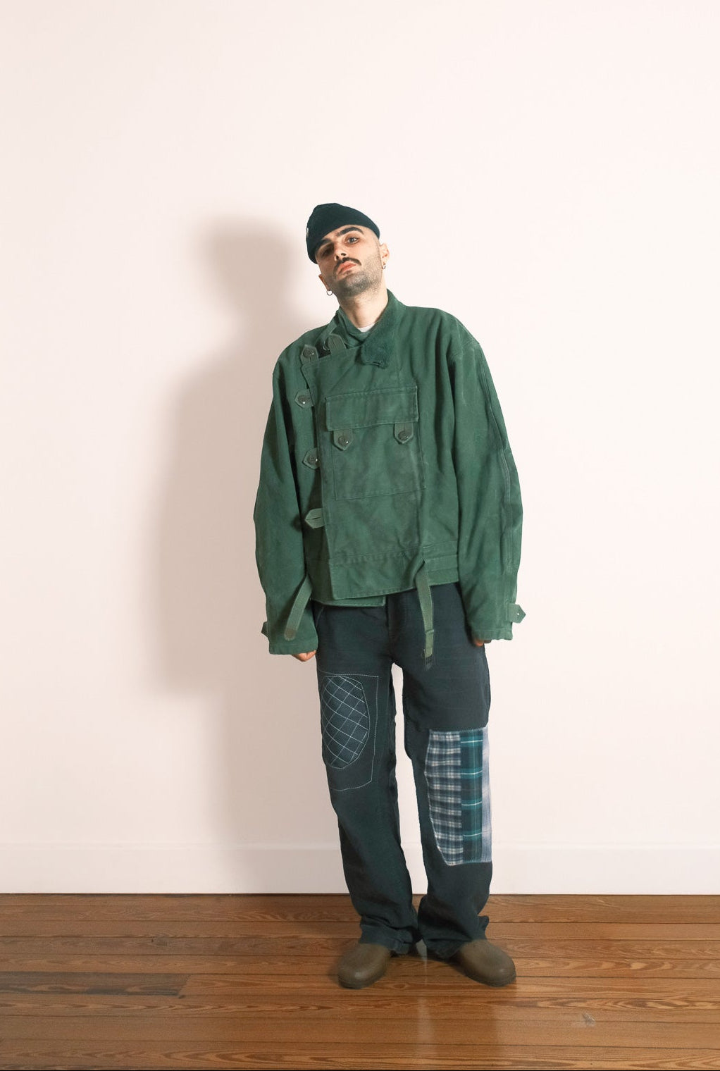 Black French Repaired Moleskin Work Trousers - 1960s