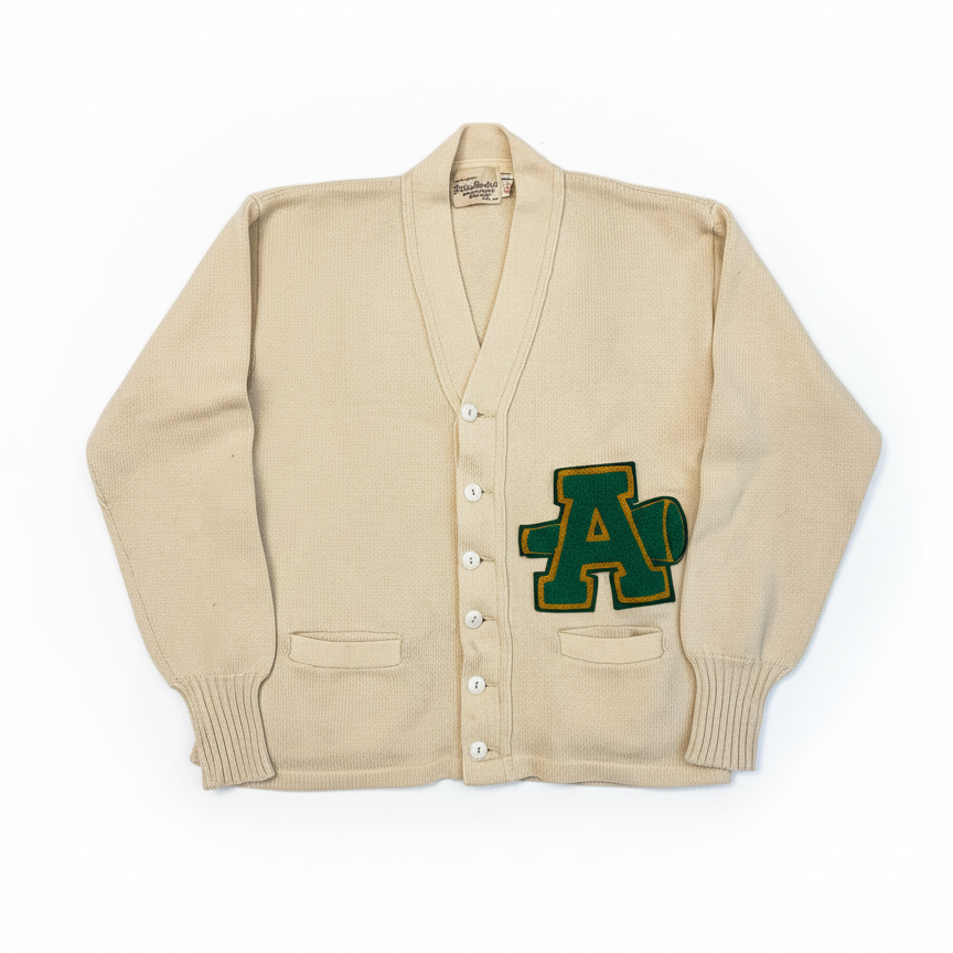Cream Letterman Cardigan - 1970s