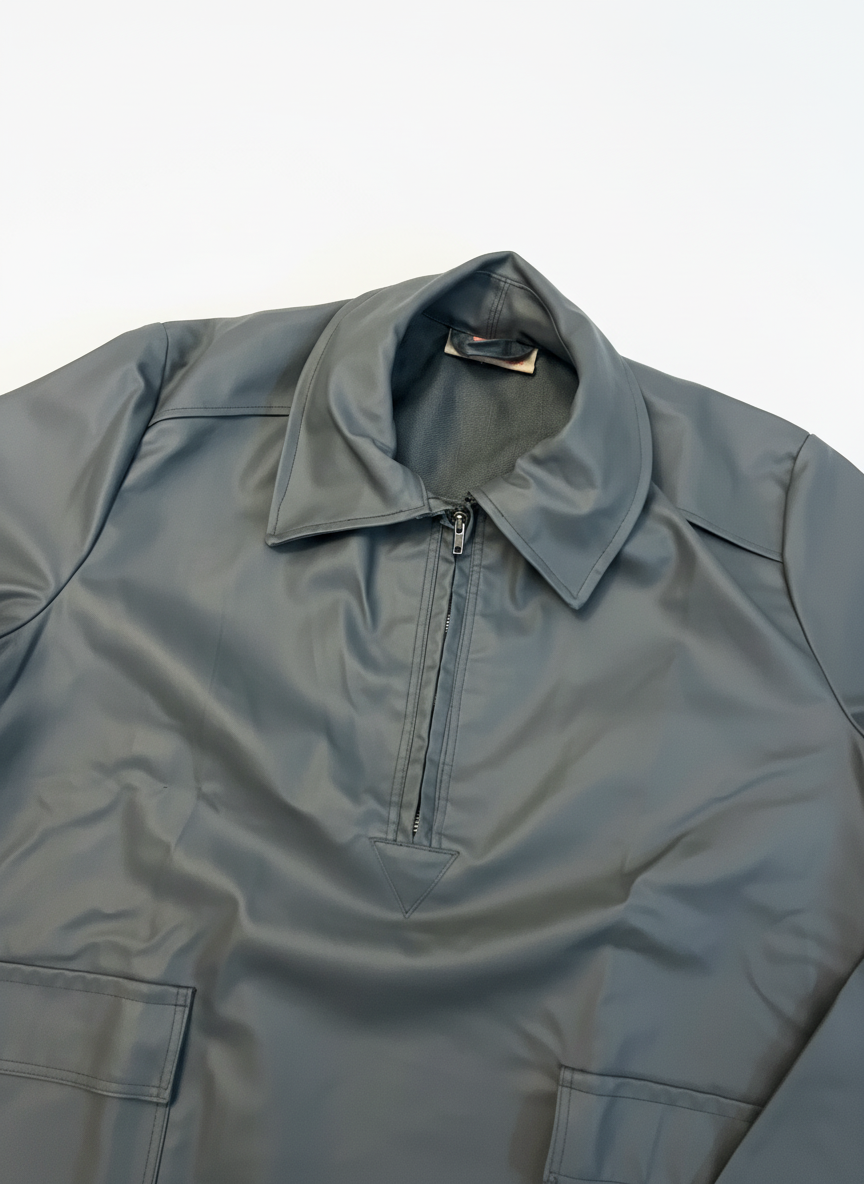 German Army Genuine Grey Leather Zip Jacket - 1990s